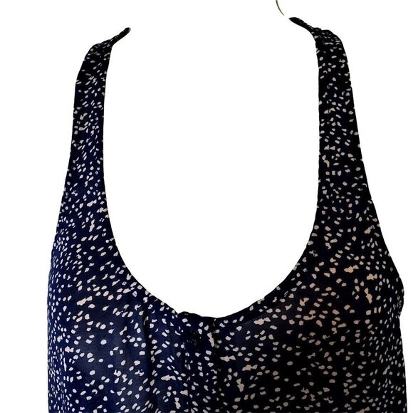 Blue Polka Dot Halter Chemise Dress Ruffled Hem I Love H81 Button Front Small - Picture 5 of 8